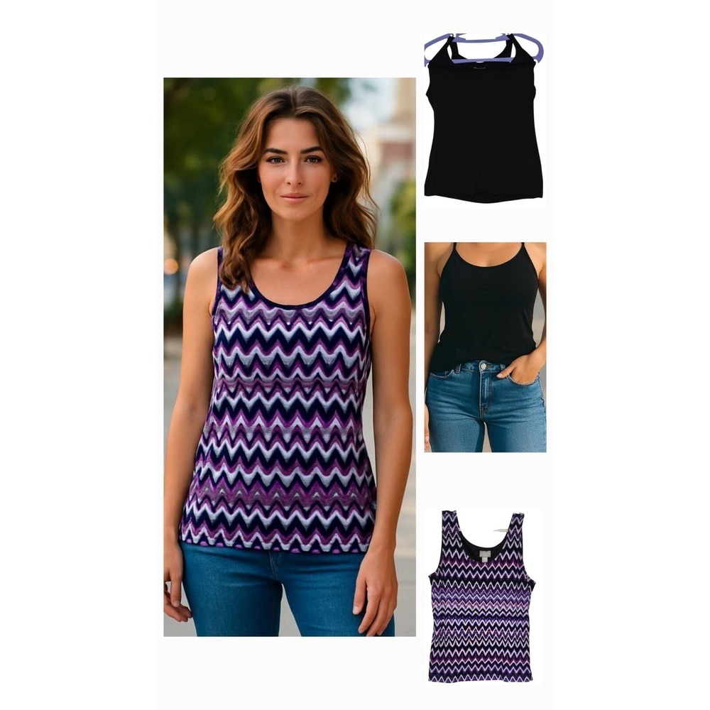 1 Chicos Travelers 1 charte slinky Boxy Tank Top Womens Size Medium 1 Sleeveless